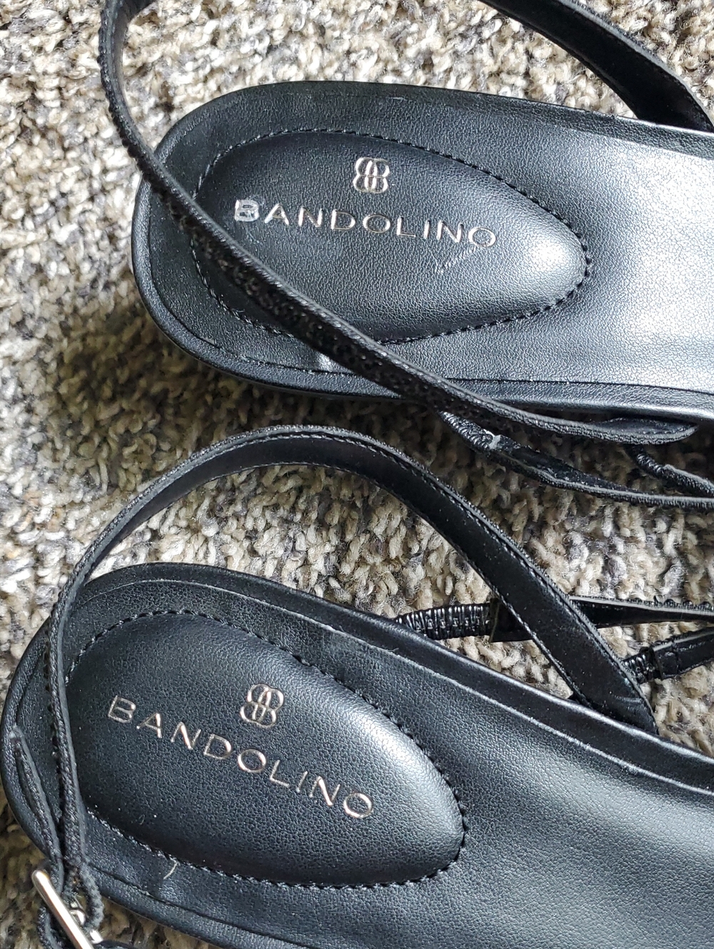 Bandolino Black Strappy Crystal-Accent Flat Sandals - Picture 2 of 3